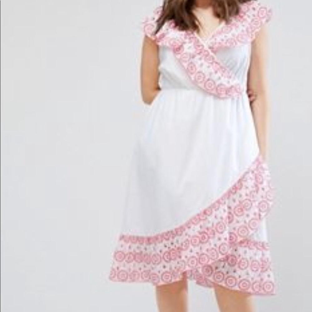 White dress with red embroidery